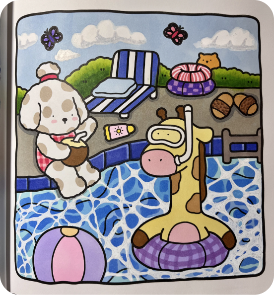 Coloring book page in progress