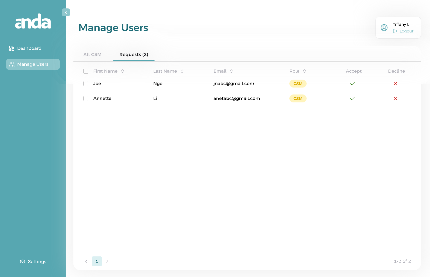 Manage users