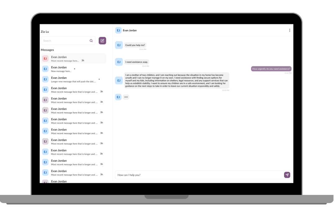 Secure messaging screen on a laptop